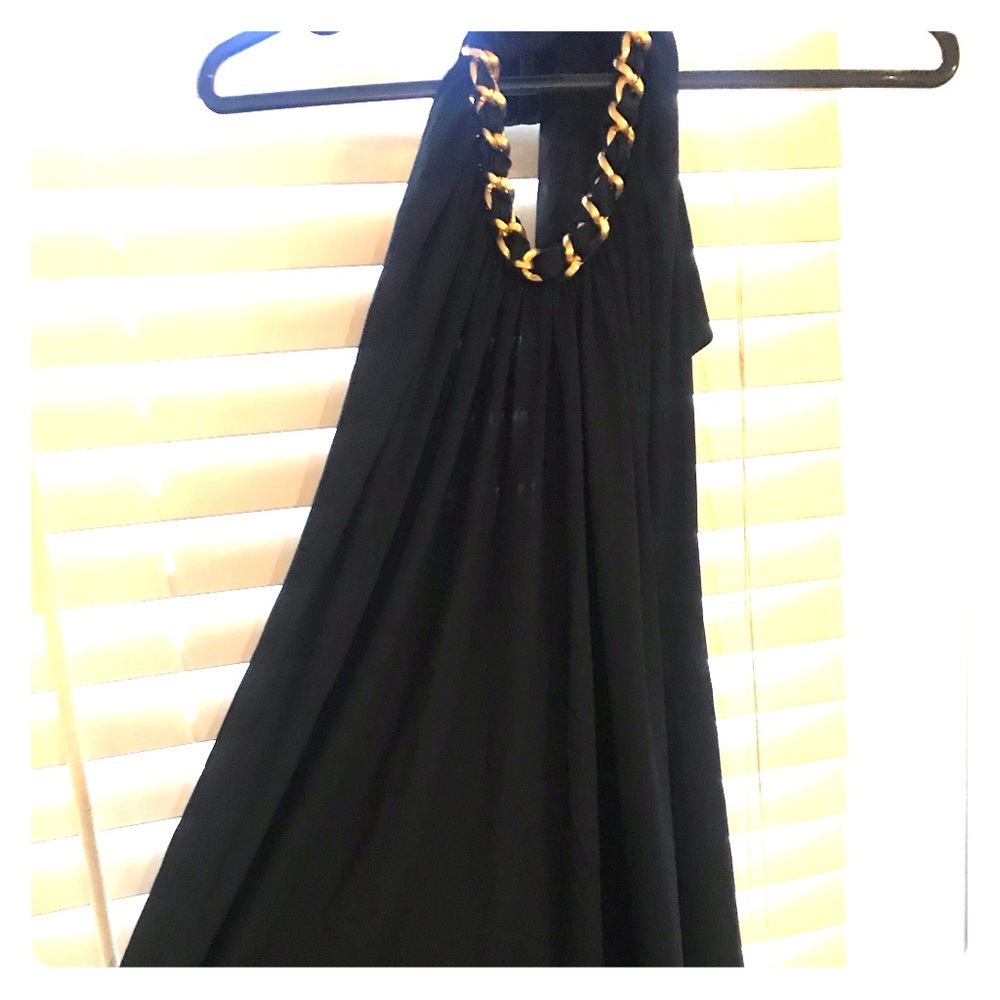 Navy blue halter silk shift dress